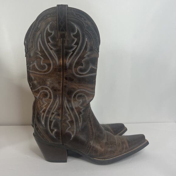 Rustic Western Leather Ankle Boots - Picture 4 of 12